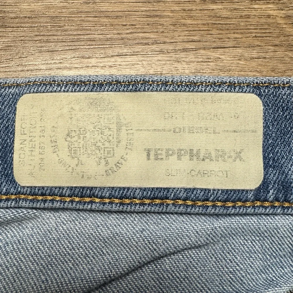 Diesel Tepphar-X Jeans Mens 28x32‎ Light Blue Slim Carrot Distressed Button Fly